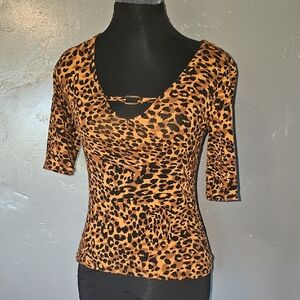 Guess Brown Leopard Print Blouse
